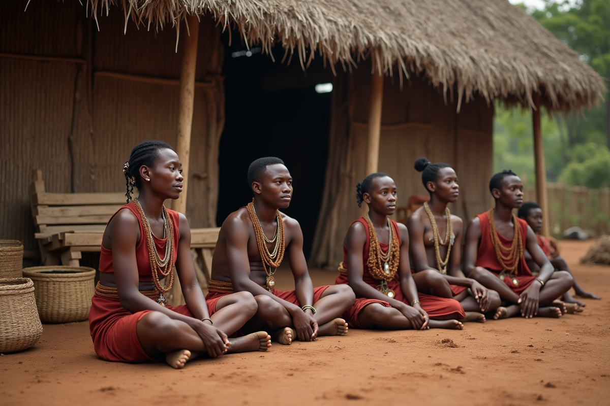 Groupe de villageois got lors d