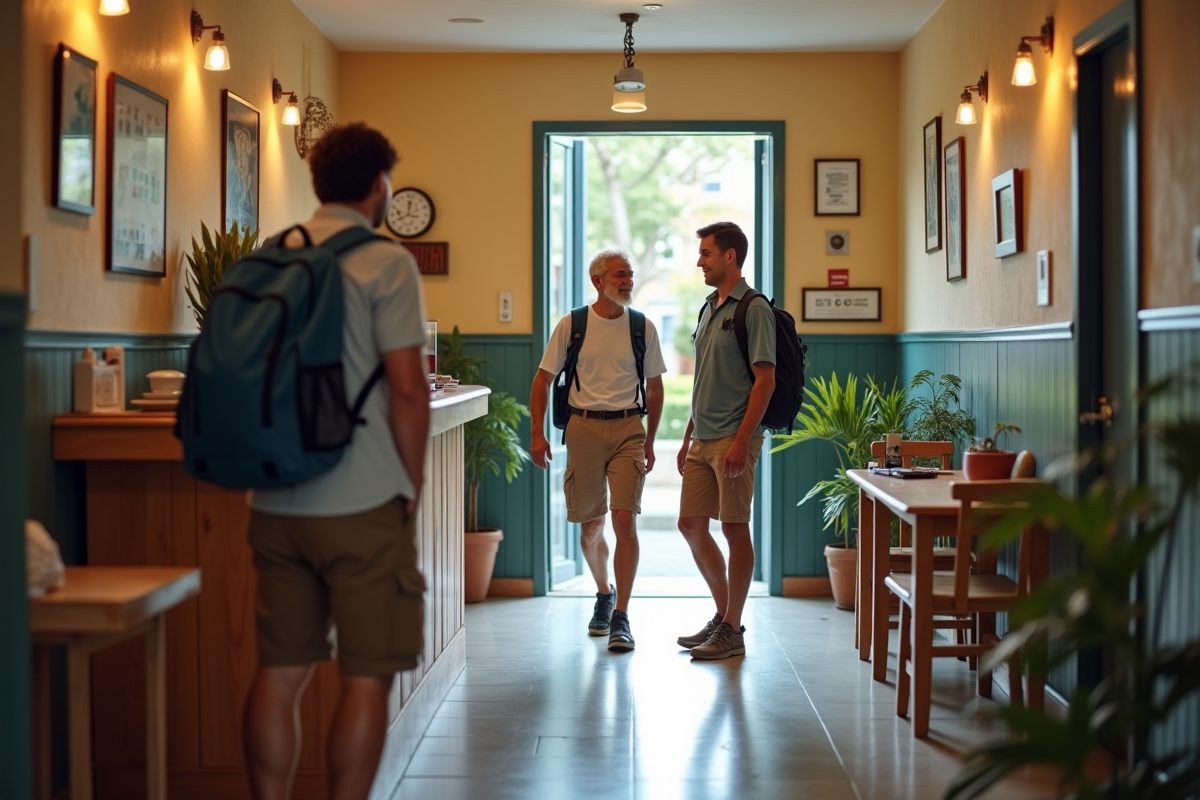 Deux voyageurs check-in à la réception d