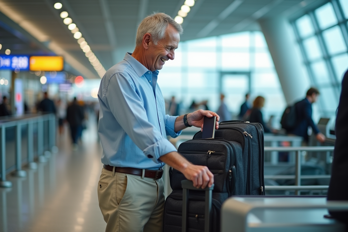 Homme fermant sa valise à l
