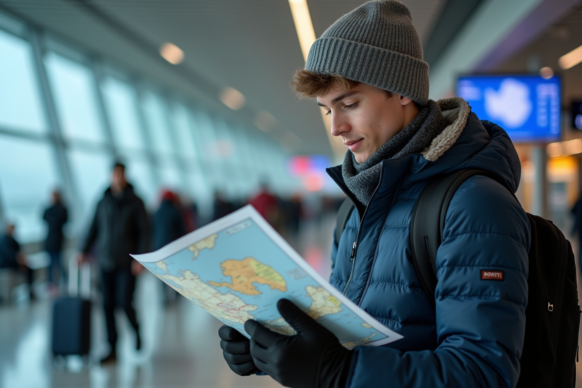 Jeune homme vérifiant documents à l