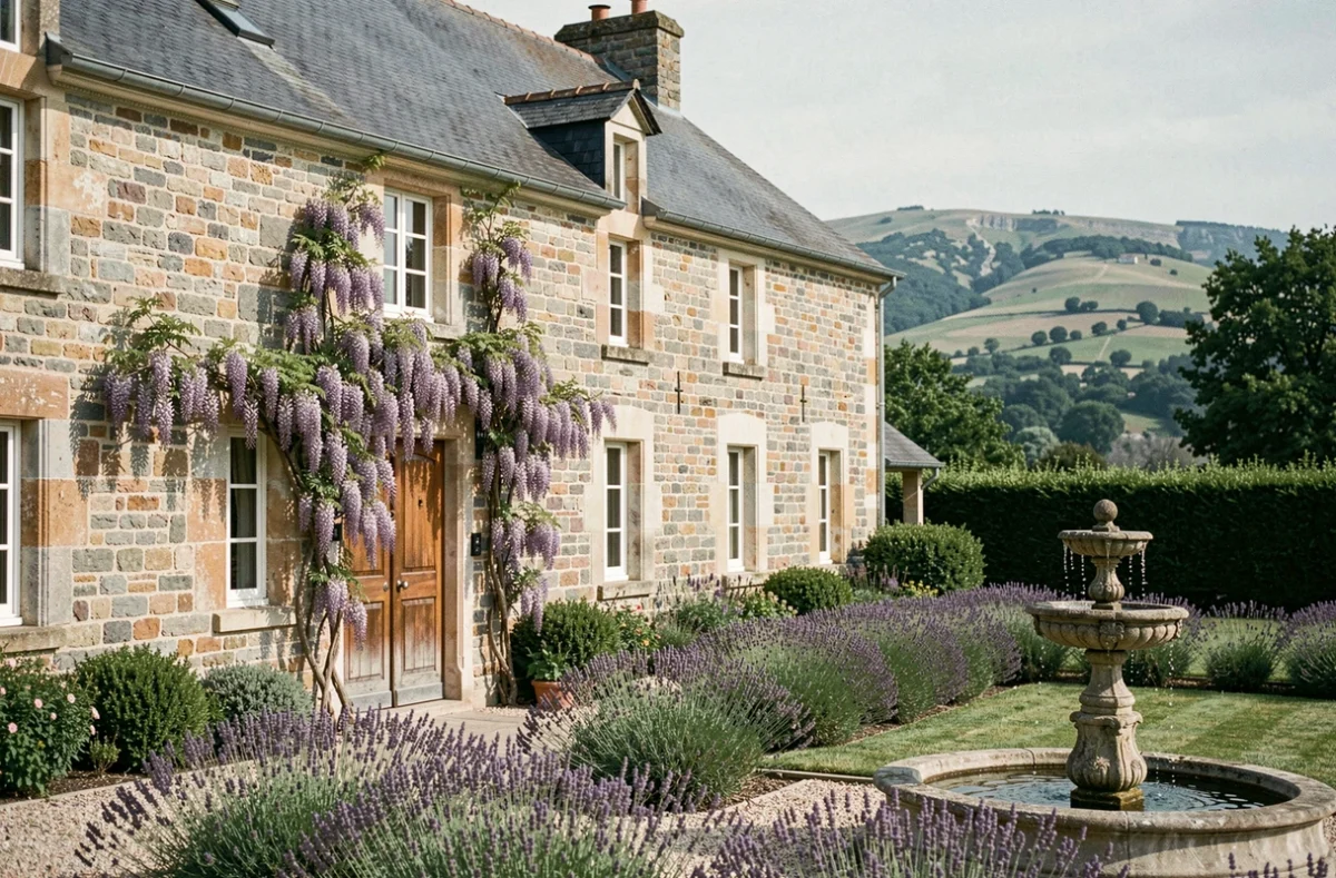 Le manoir de La Bâtie à Mens avec son jardin en lavande et sa façade en pierre historique