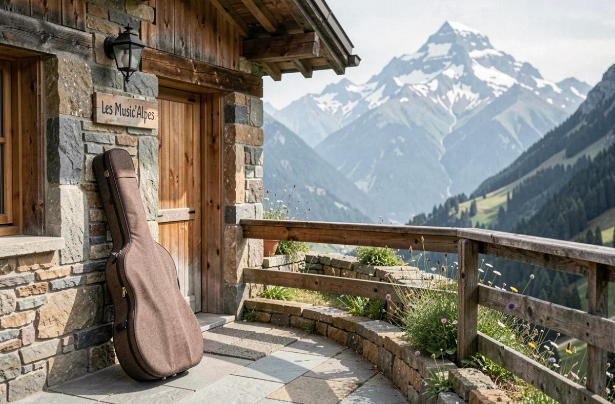La chambre d'hôtes Les Music'Alpes à Allevard avec sa terrasse donnant sur la vallée de Belledonne