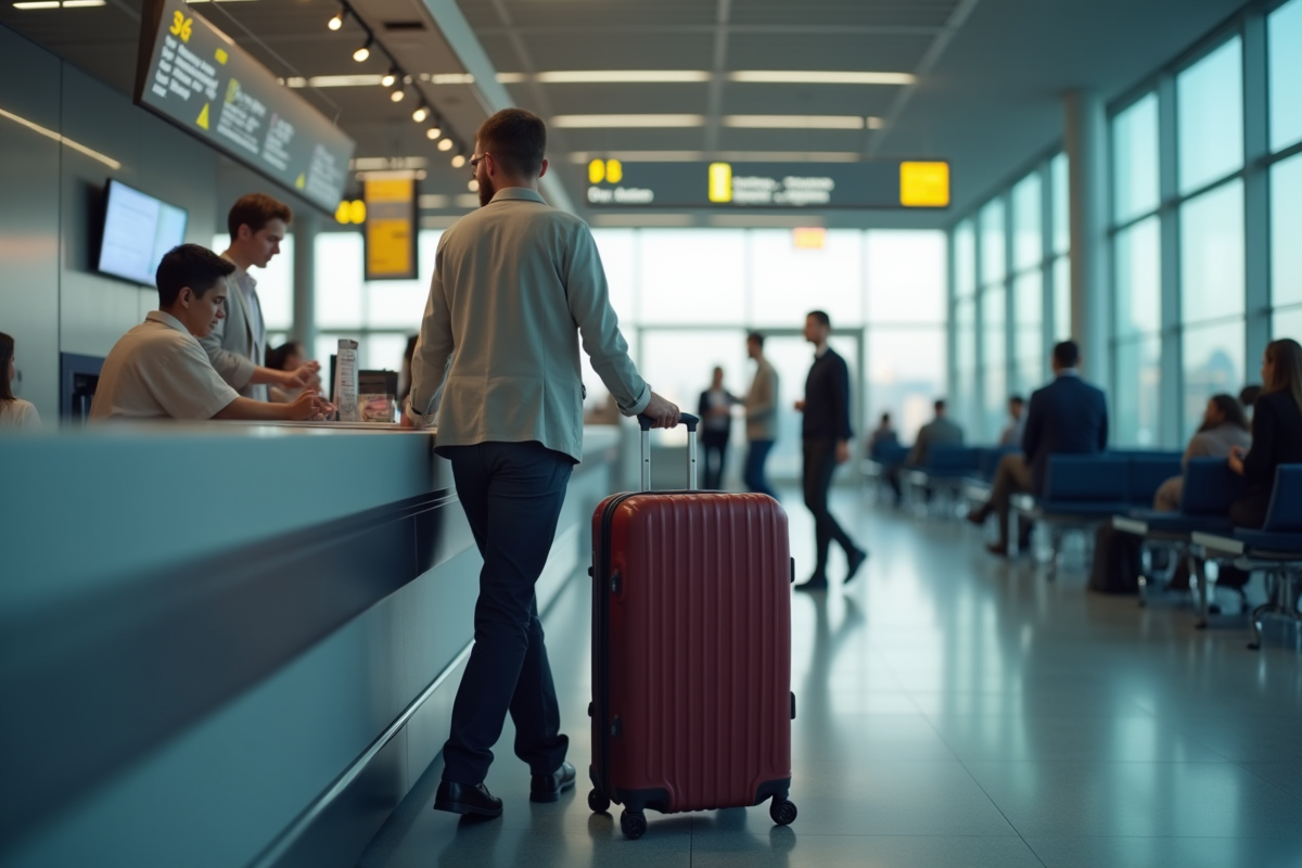 Balance digitale de bagages en surcharge au comptoir d