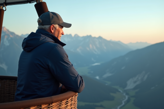 Pilote de ballon en montagne vue panoramique